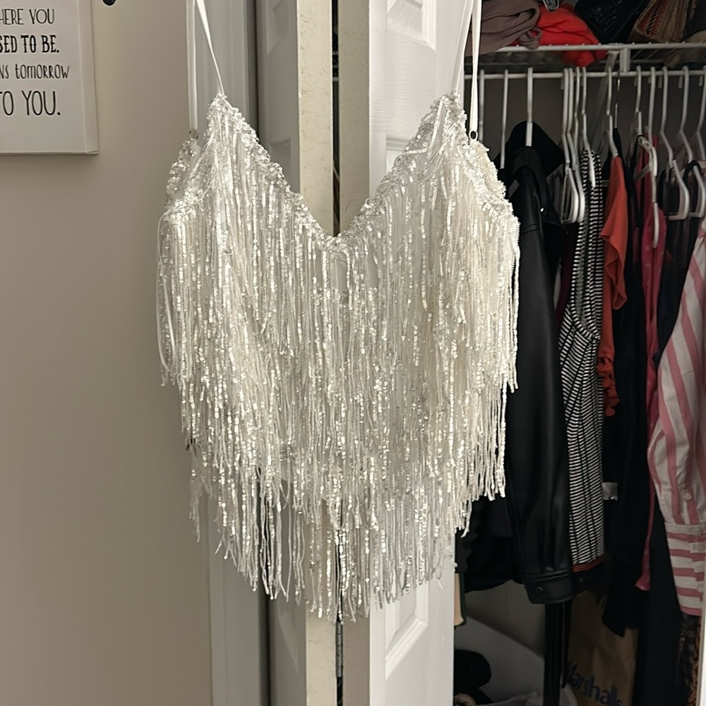 Sequin white top